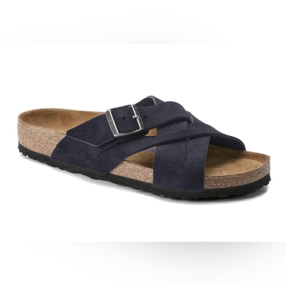 Women's Black Suede Slide Sandals